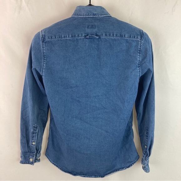 H&m Cotton Denim Button-Down Shirt XS - Picture 3 of 8